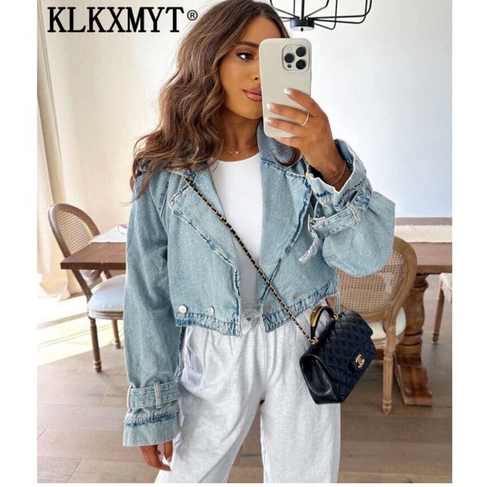 TRF Crop Denim Trench Coat